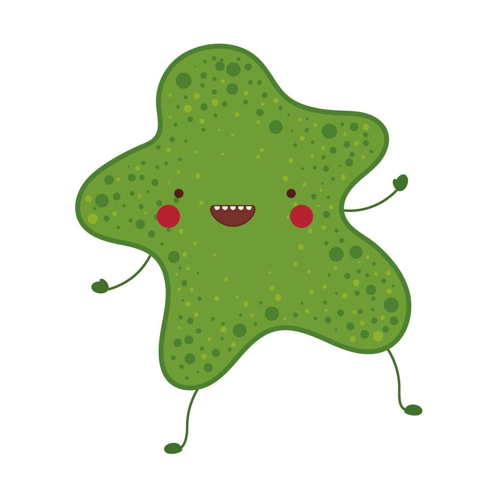 Splash virus verde kawaii cartoon diseño vectorial vector