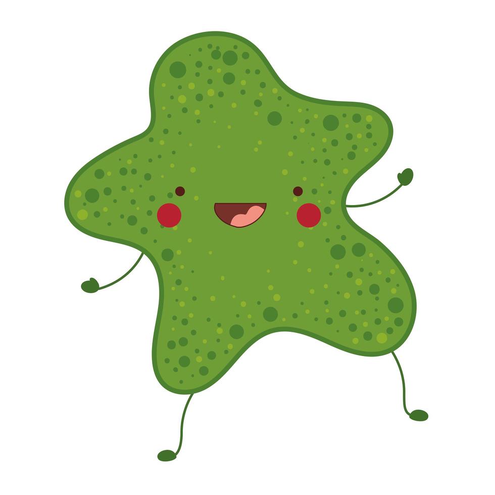 Splash virus verde kawaii cartoon diseño vectorial vector