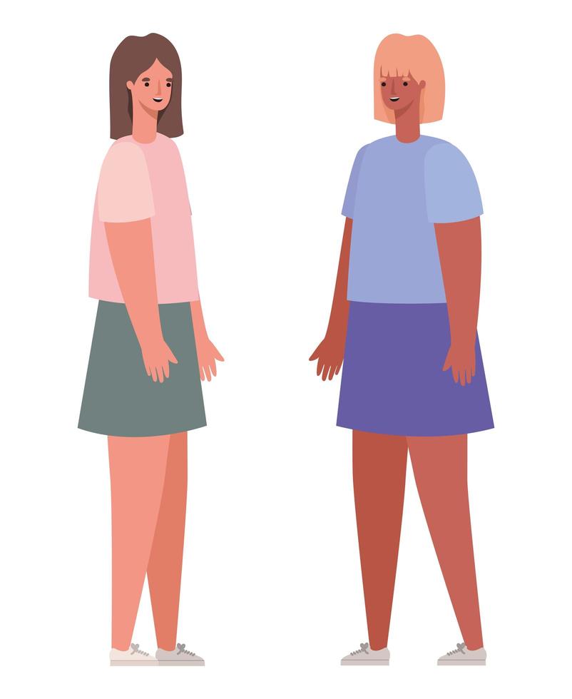 two women avatars vector design