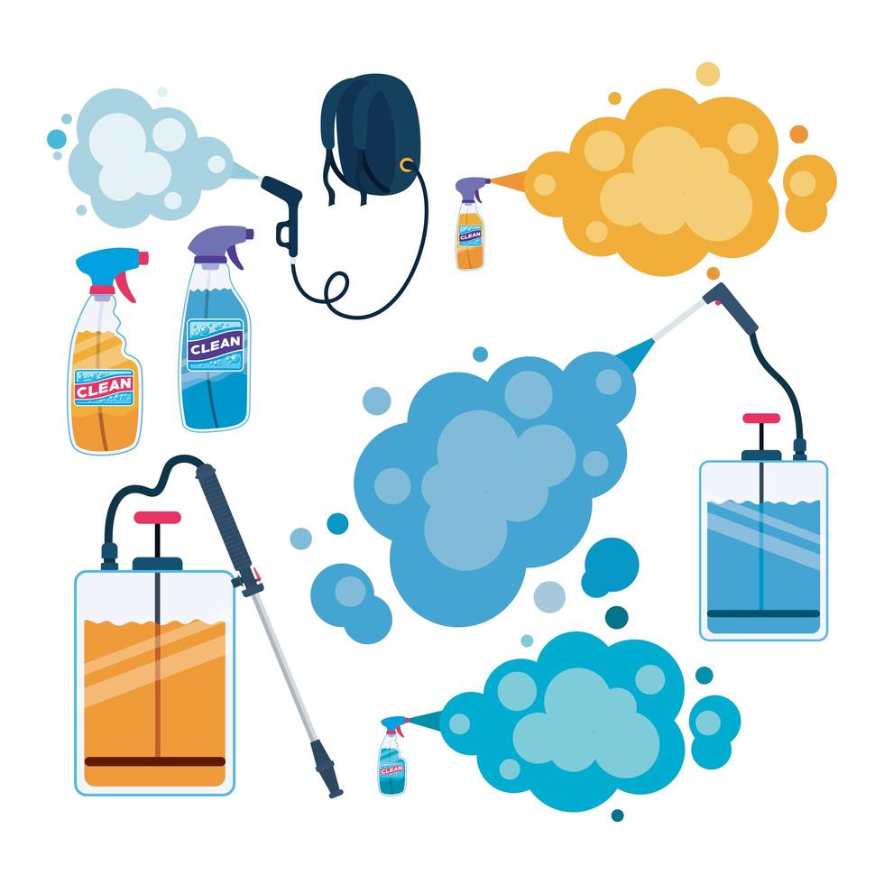 Set of pulverizer spray bottles and smokes vector design