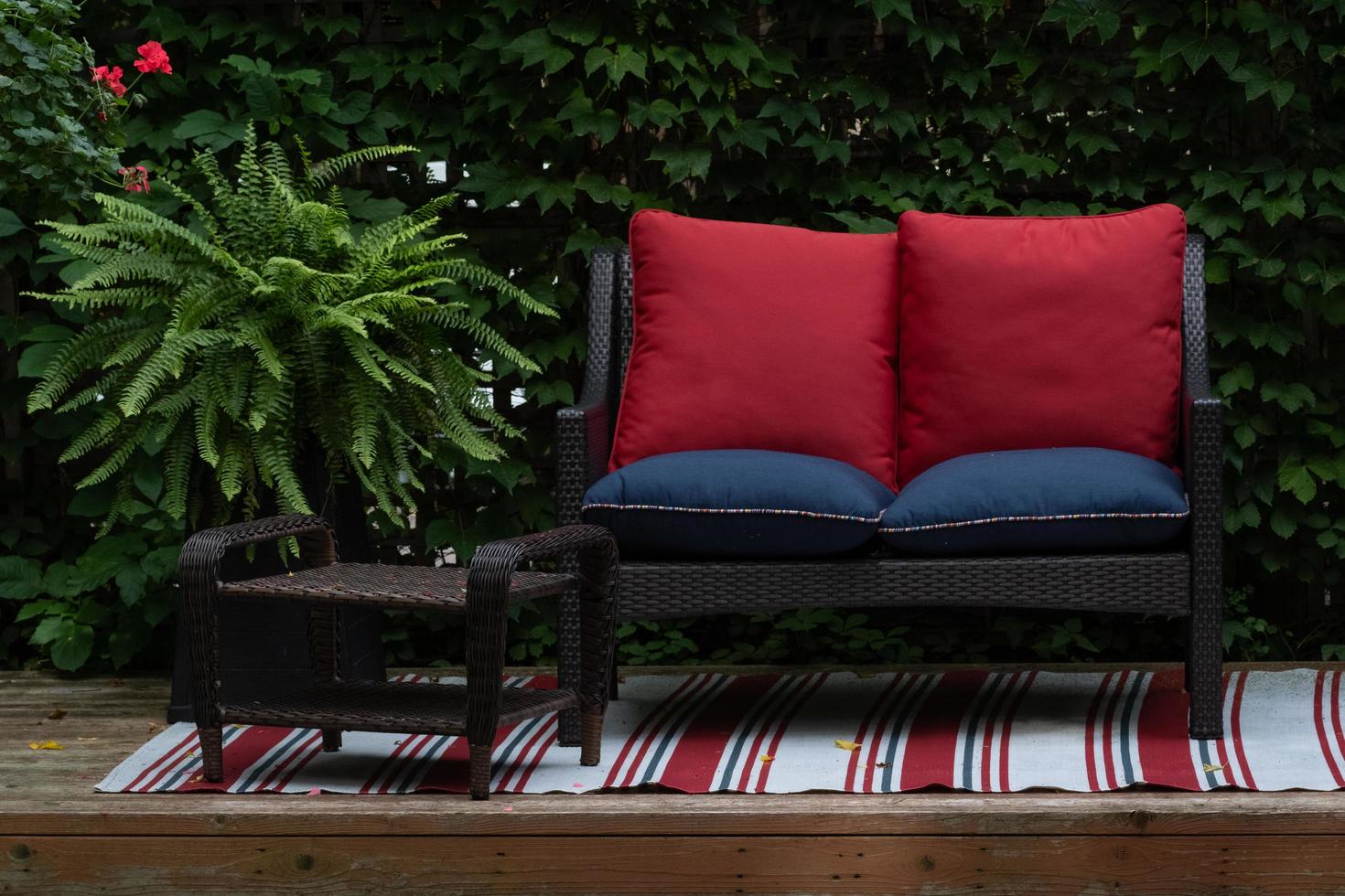 Outdoor sofa and table photo