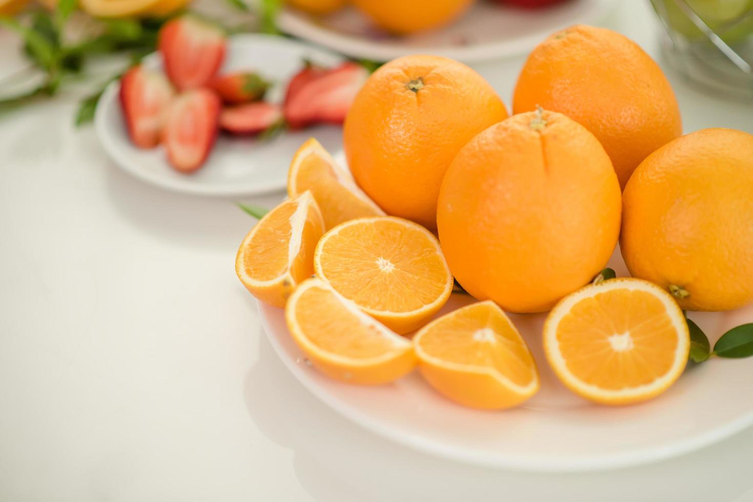 Fresh sliced oranges photo