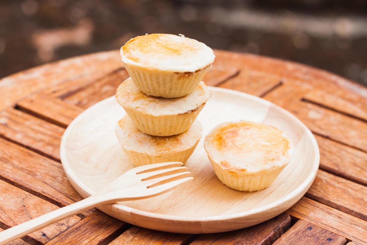 Tarts on a wooden table photo