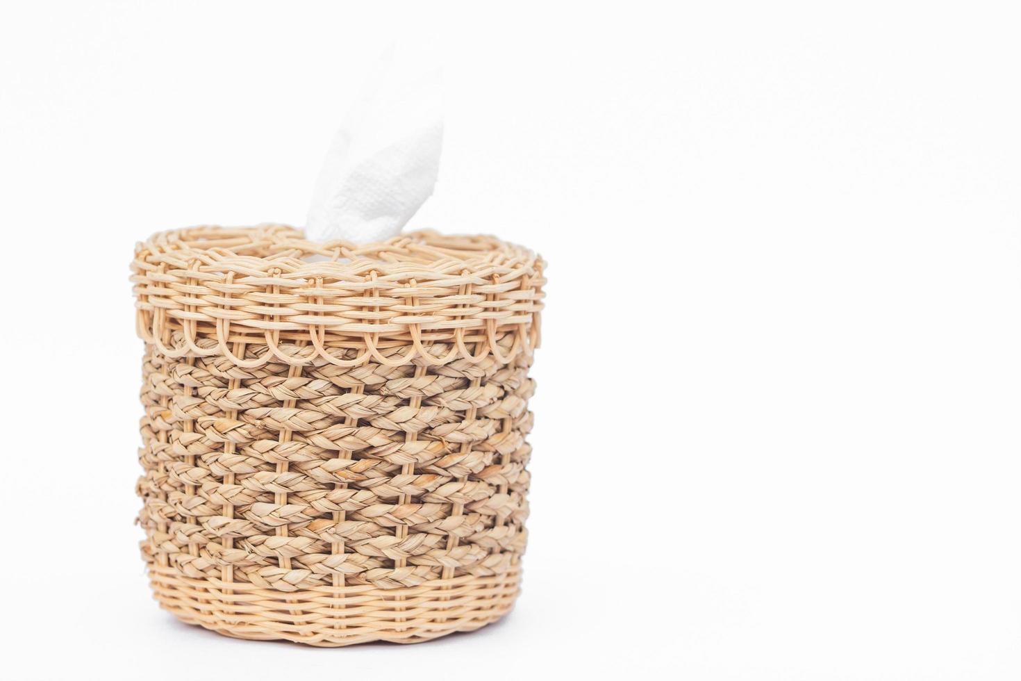 Woven tissue box with copy space on a white background photo