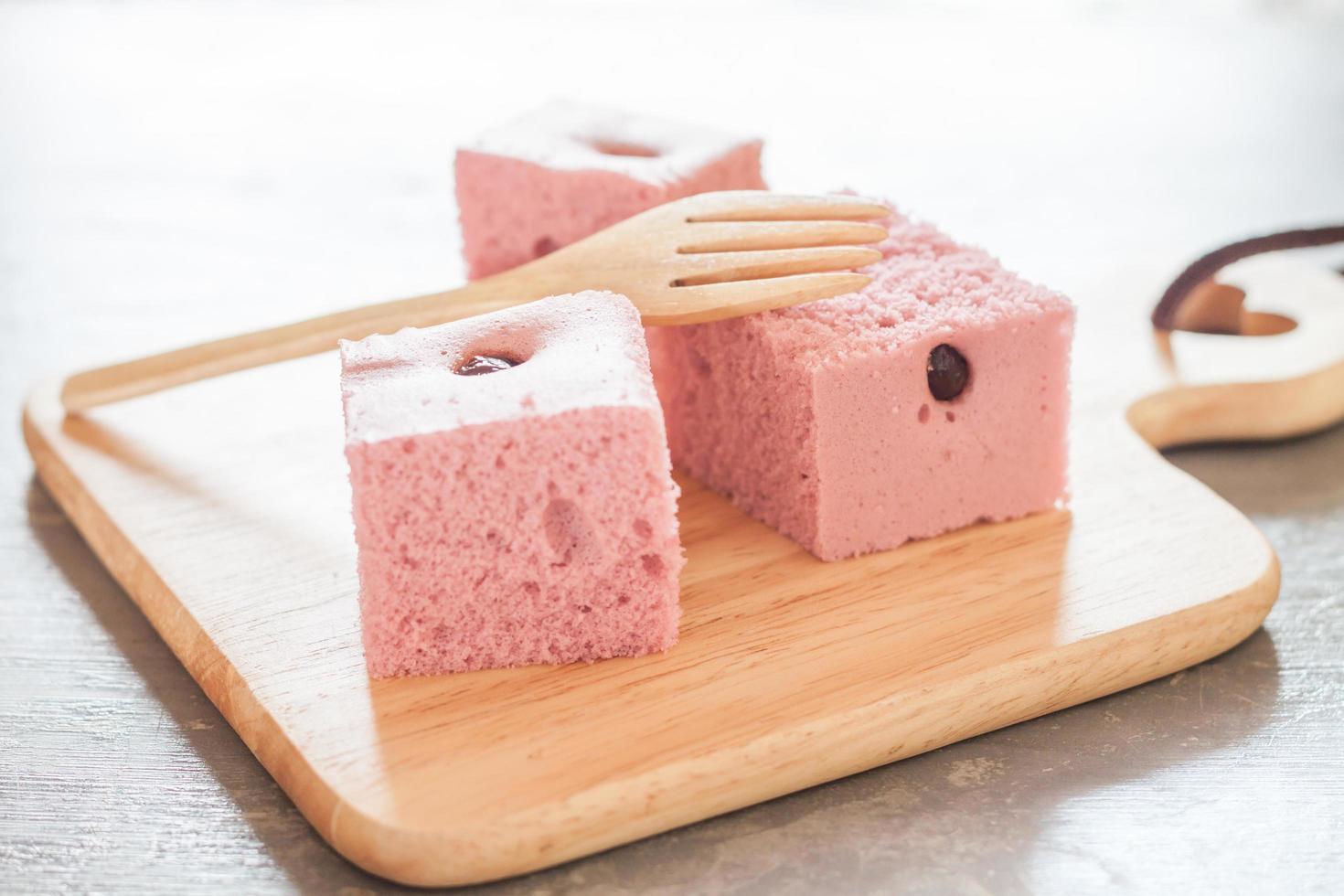 Pink cubes of cake photo