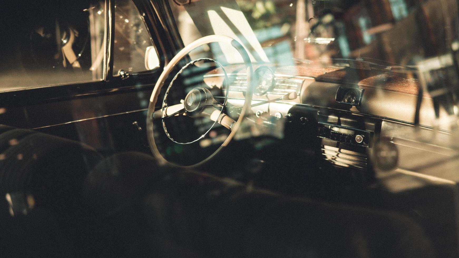 Germany, 2020 - Reflection on a window of a classic car photo