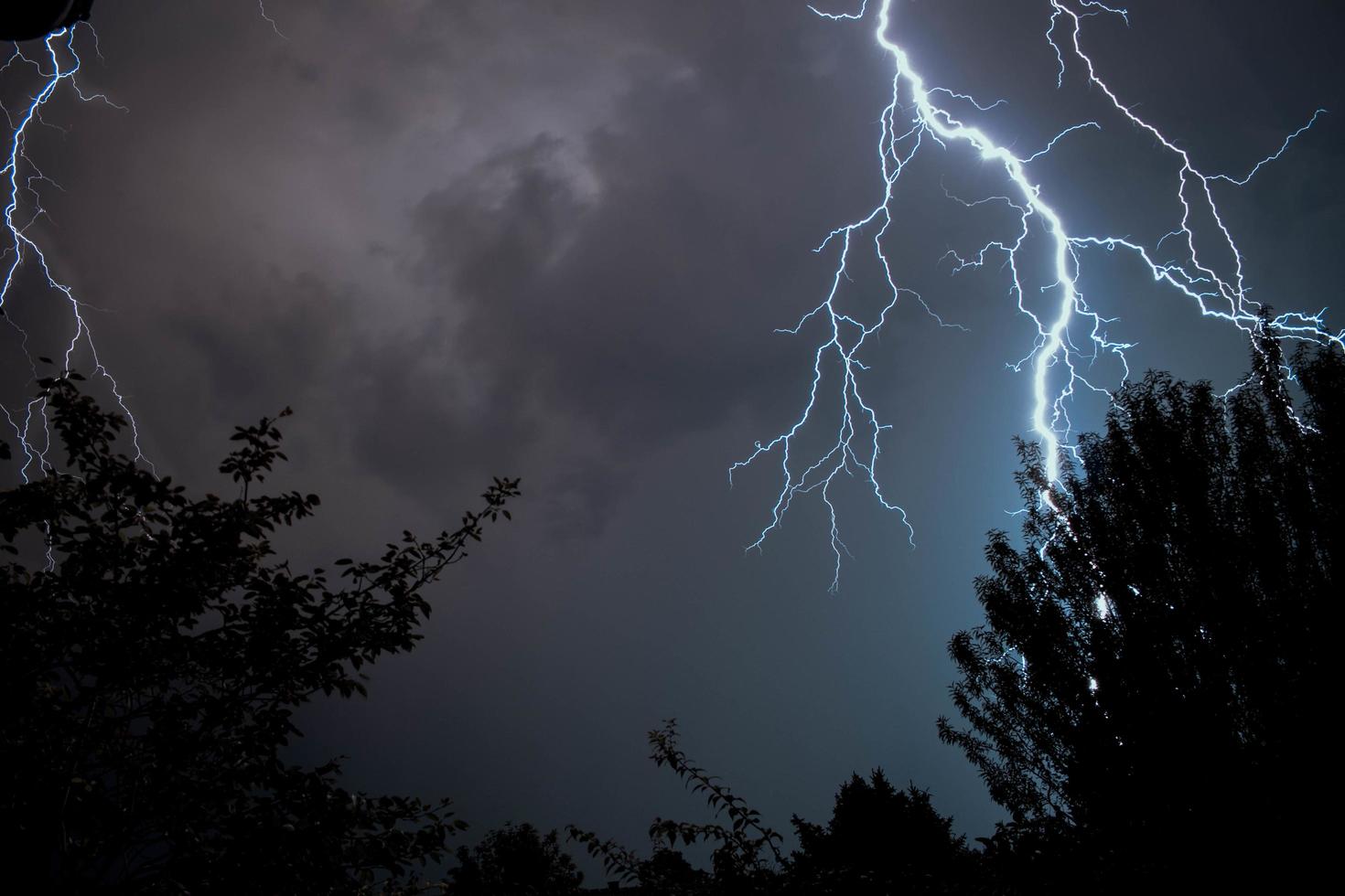 Lightning strike during a thunderstorm photo