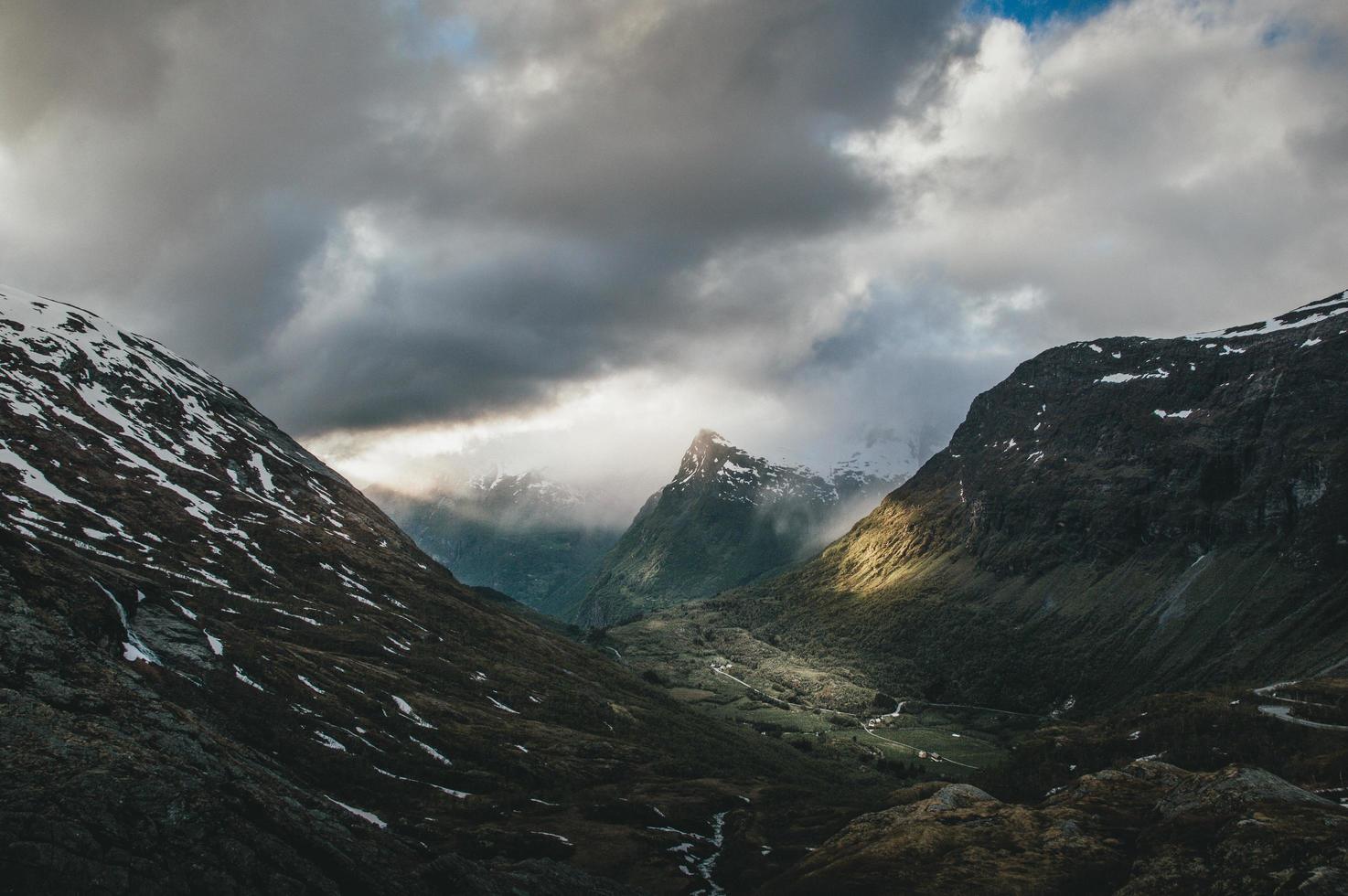 Mountain range and a valley photo