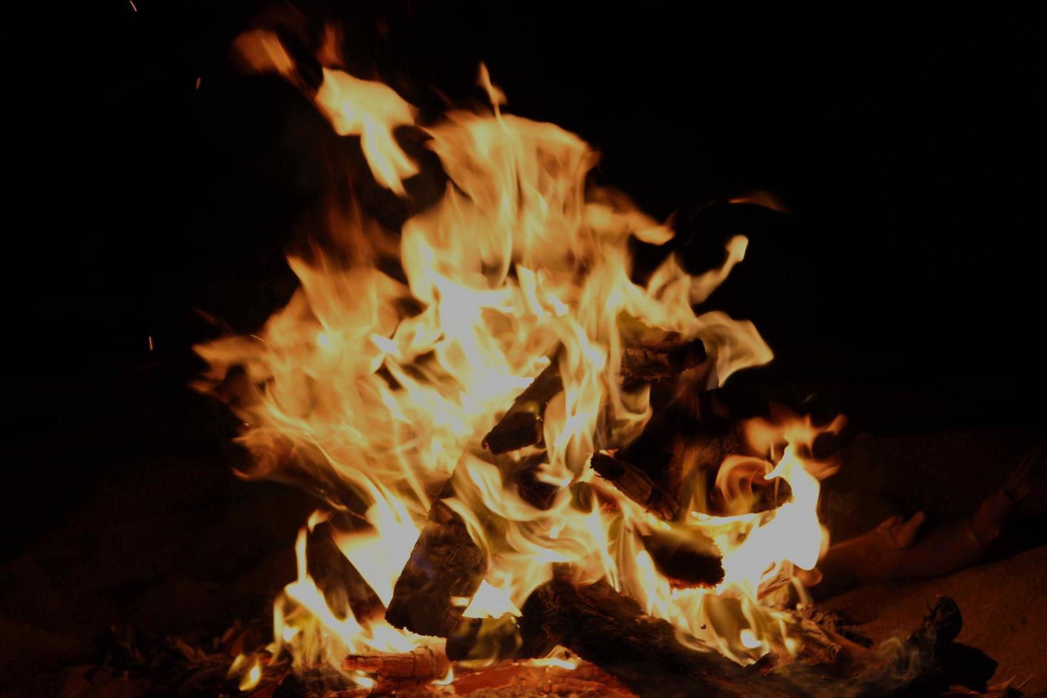 Fire burning at night photo