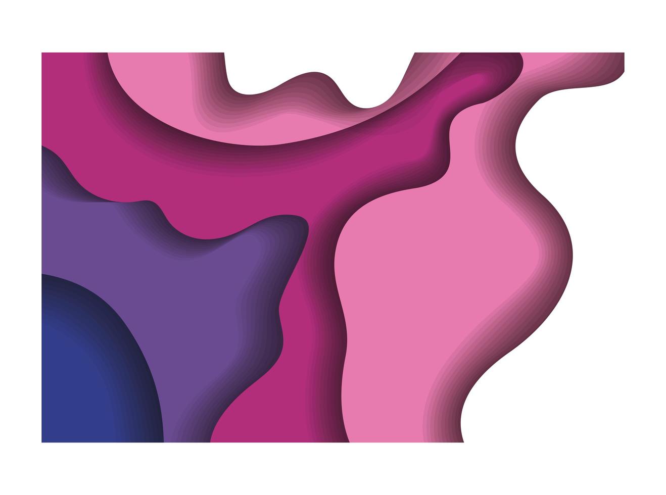 Purple and pink waves background inside frame vector design