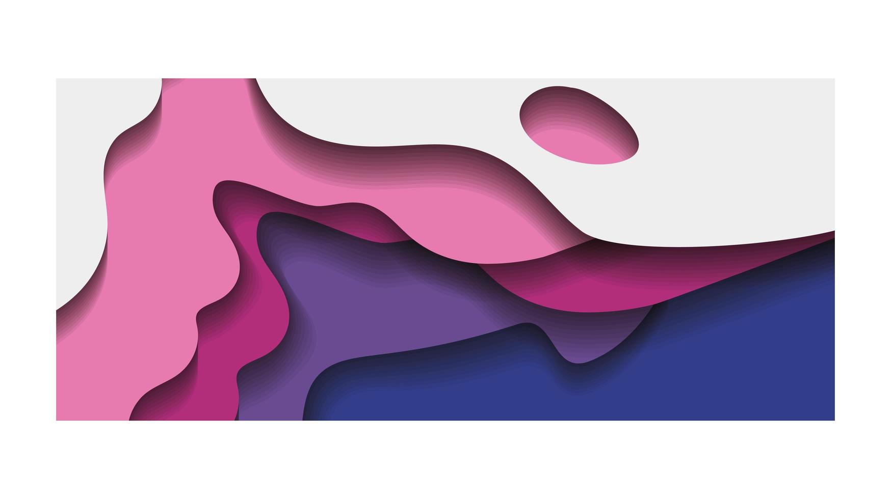 Purple and pink waves background inside frame vector design