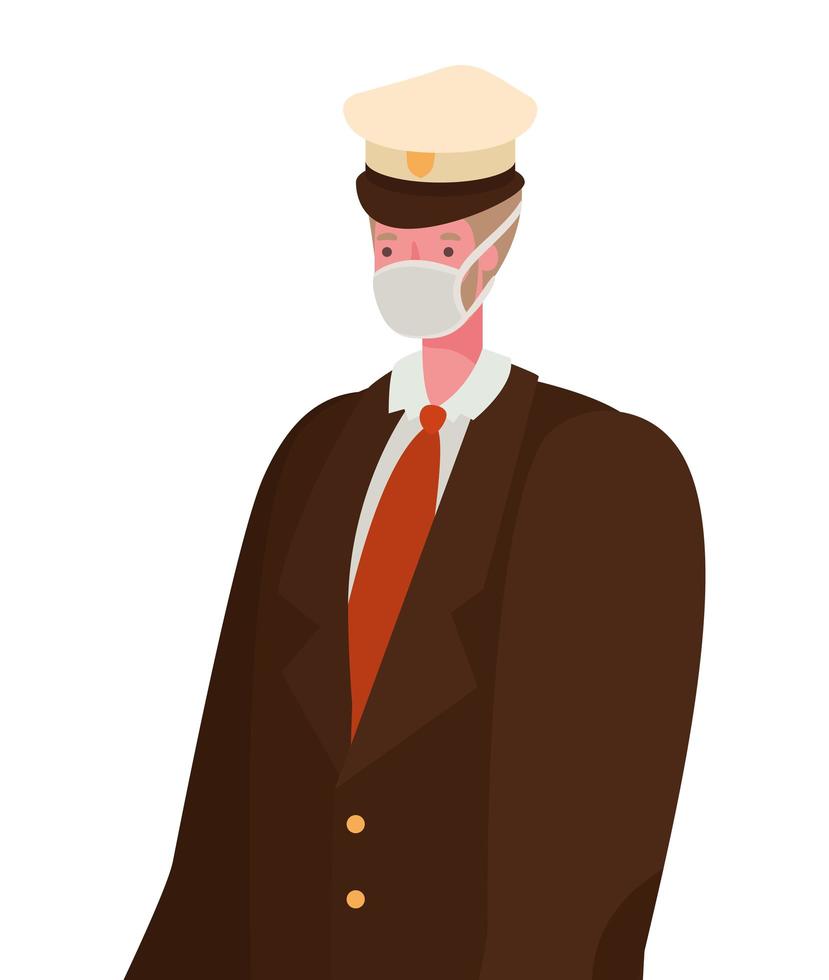 Capitán masculino con diseño de vector de máscara