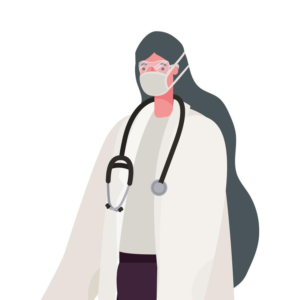 Doctora con diseño de vector de máscara