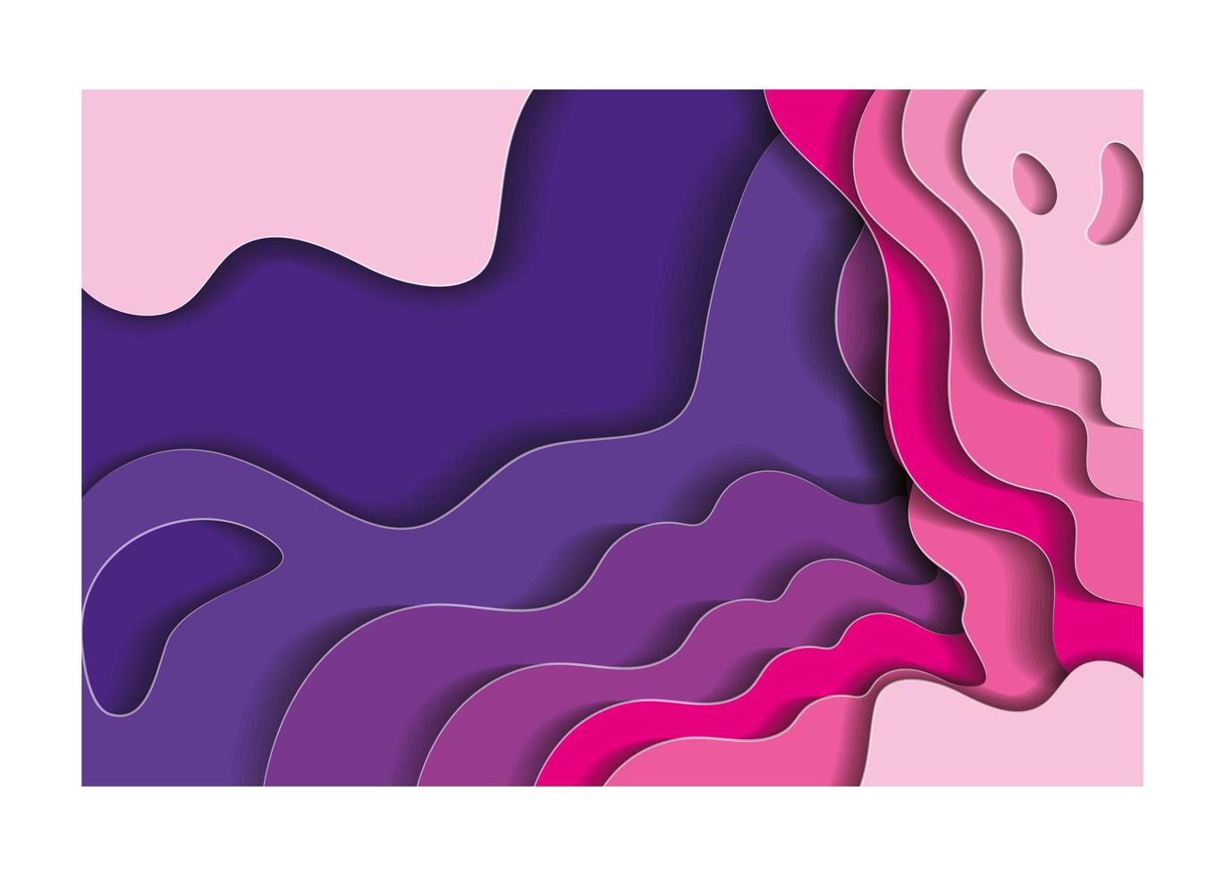 Purple and pink waves background inside frame vector design