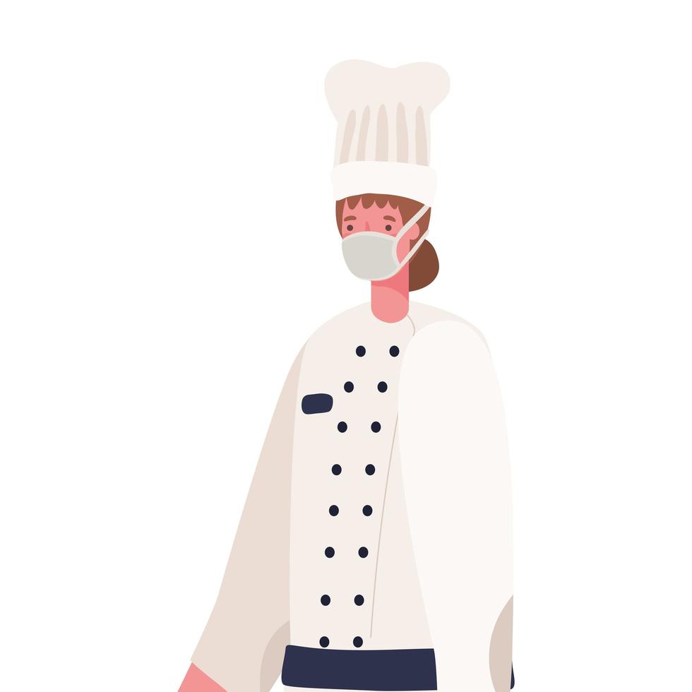 chef femenina con diseño de vector de máscara