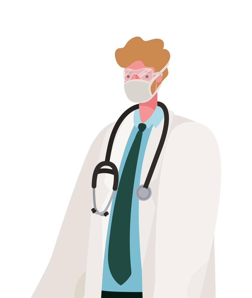 Male doctor with mask vector design