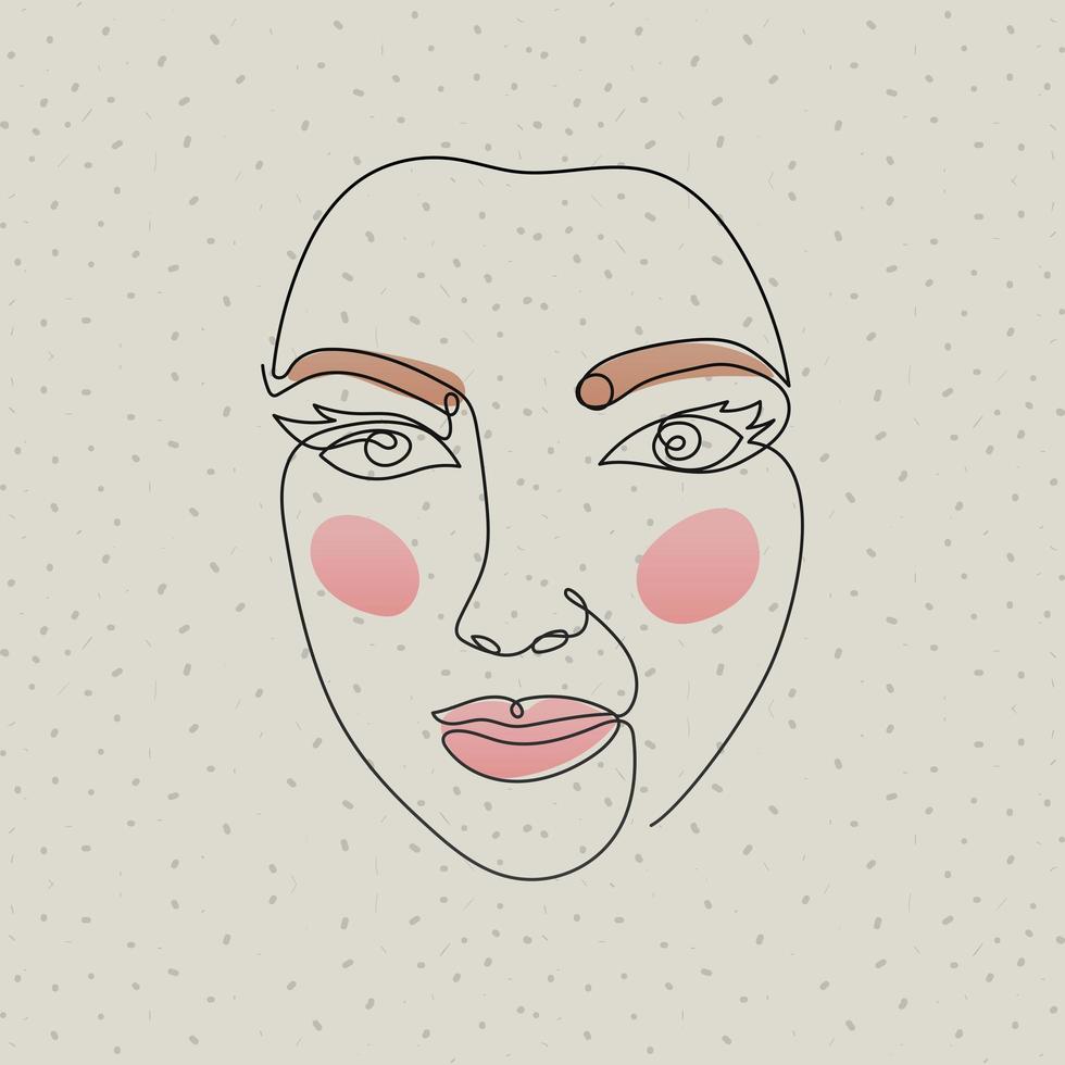 line woman face on a gray background vector