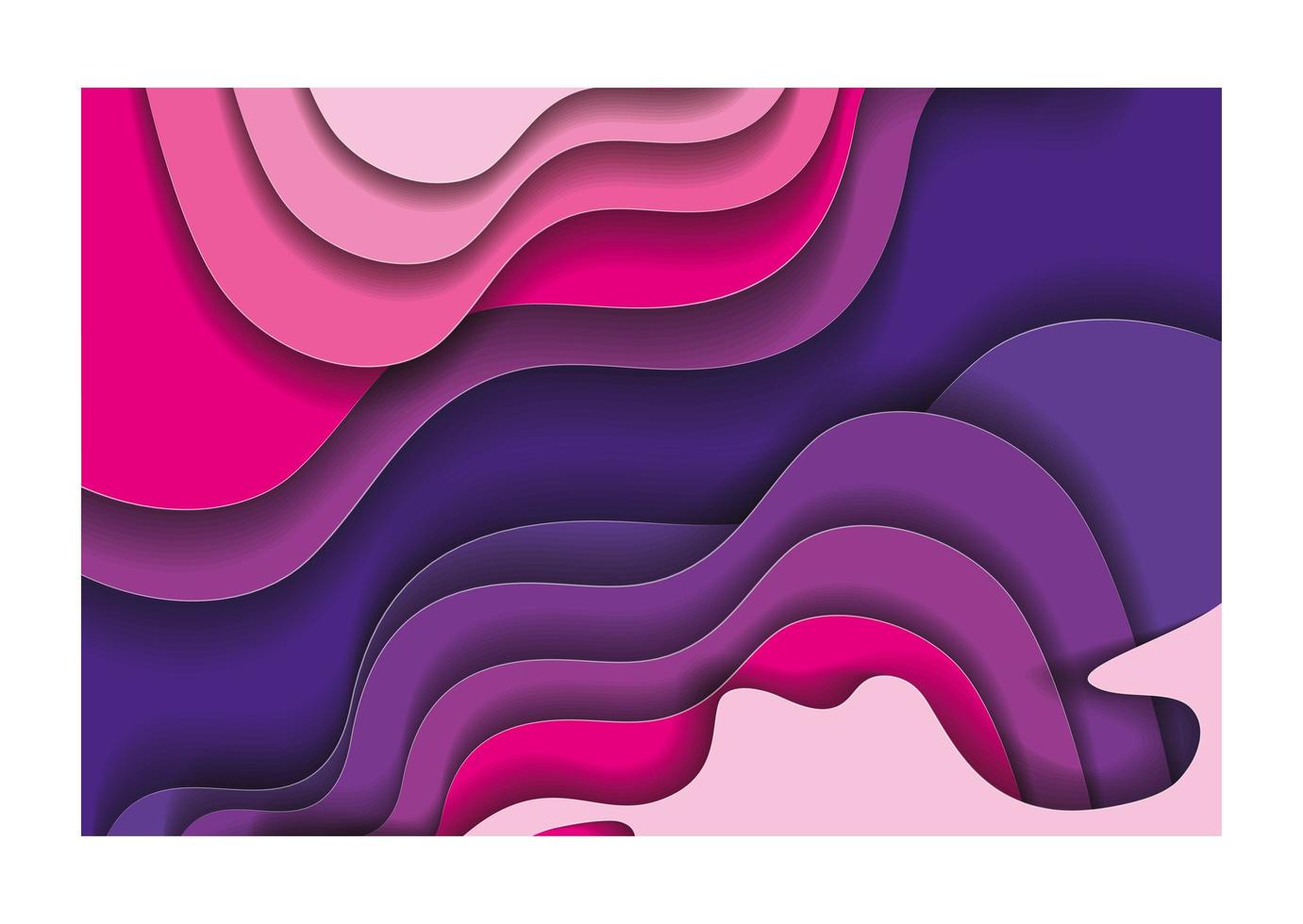 Purple and pink waves background inside frame vector design