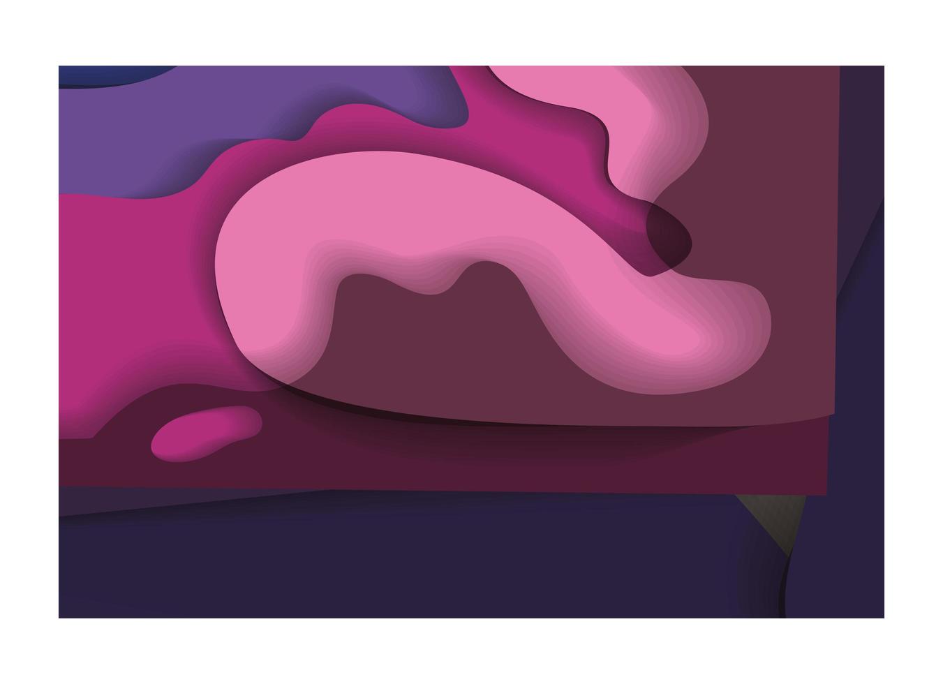 Purple and pink waves background inside frame vector design