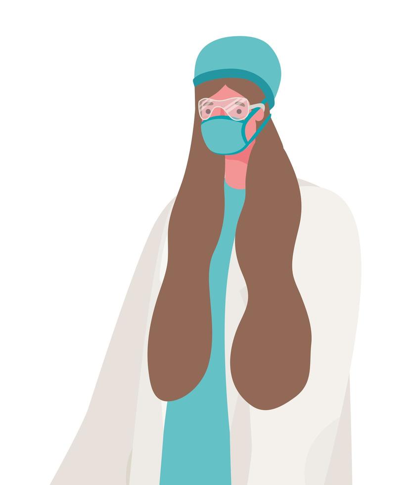 Female doctor with mask vector design