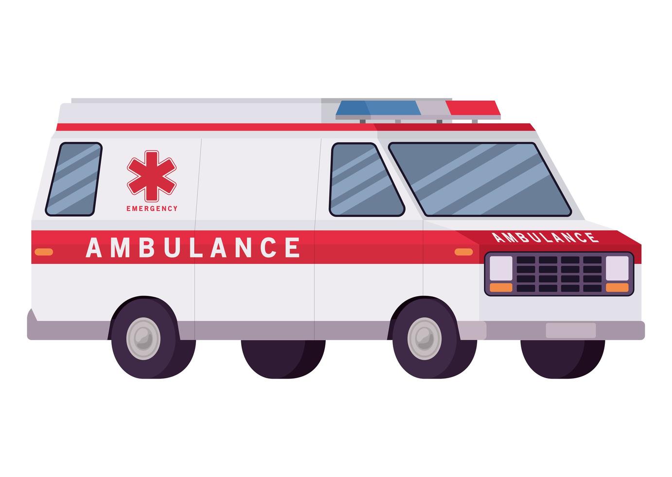 Ambulance paramedic car side view vector design