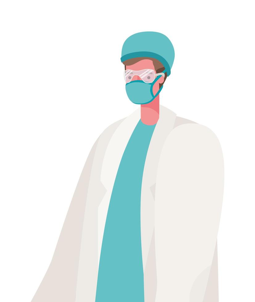 Male doctor with mask vector design