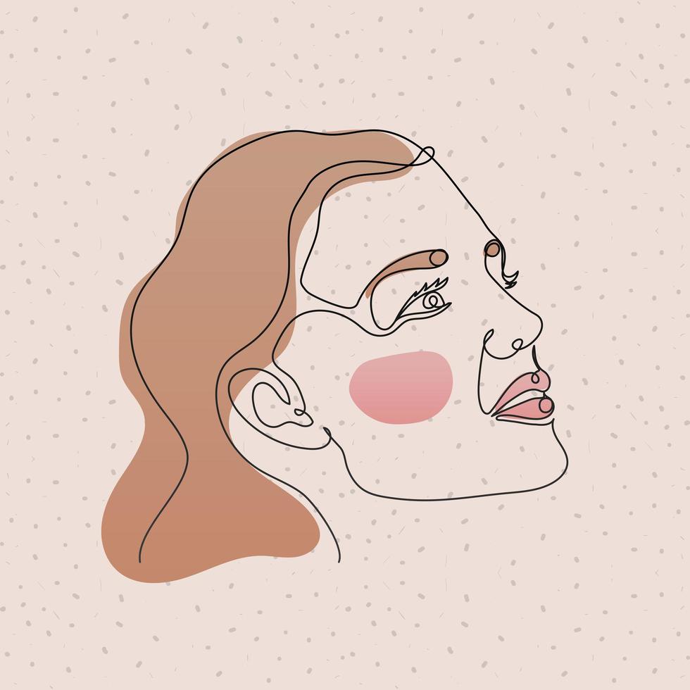 line woman face on a pink background vector