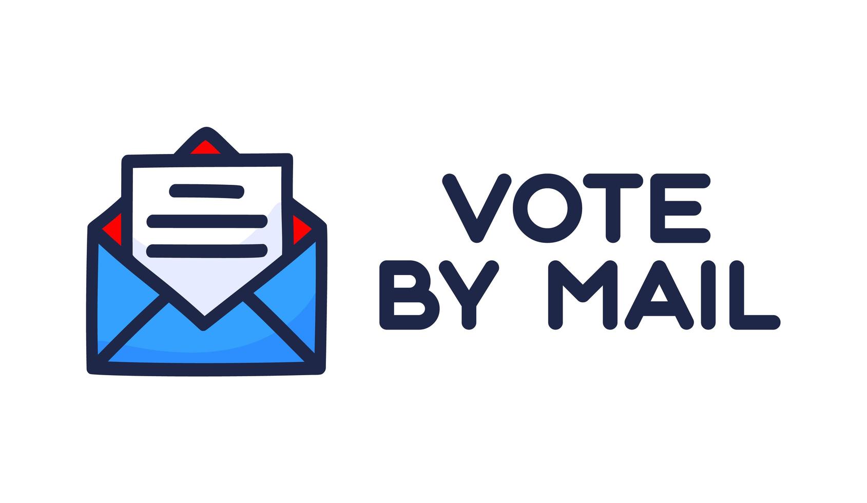 Vote by Mail Vector Illustration. Stay Safe Concept for the 2020 United States Presidential Election. Template for Background, Banner, Card, Poster With Text Inscription.