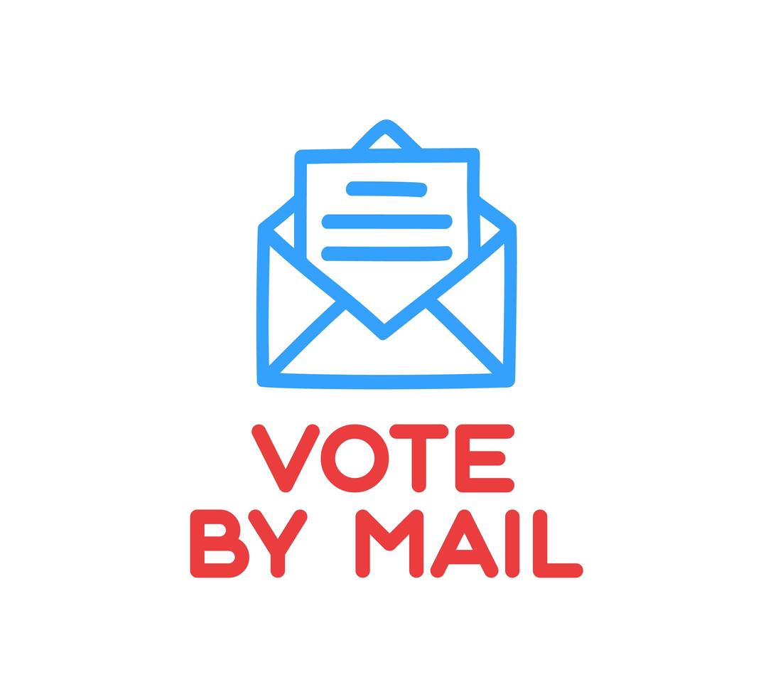 Vote by Mail Vector Illustration. Stay Safe Concept for the 2020 United States Presidential Election. Template for Background, Banner, Card, Poster With Text Inscription.