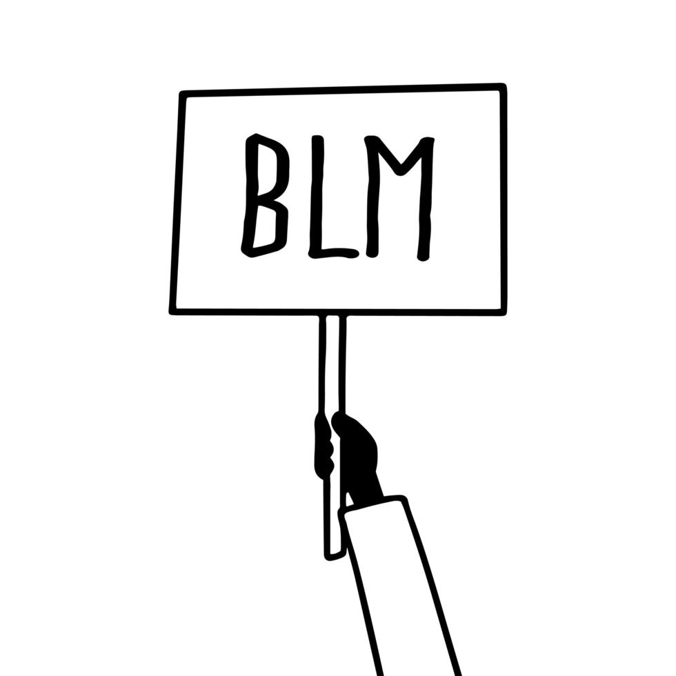 Vector Picket Placard Sign Black Lives Matter Protest. Activist Protest Hand Banner Sign