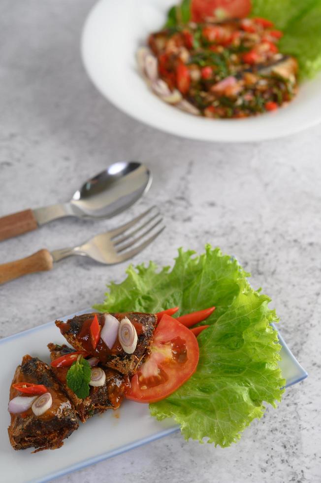 Appetizers with spicy sardines photo