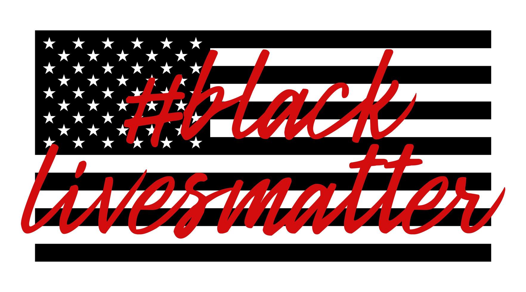 United States National Flag Colors and Lettering Text Black Lives Matter. Symbol of Protest. Text Message for Protest Action. Vector Illustration