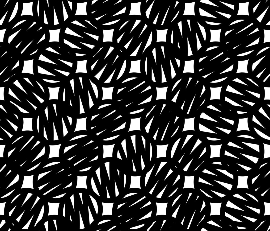 A seamless pattern of doodle circles. Abstract figures are round painted by hand black on a white background. Vector illustration