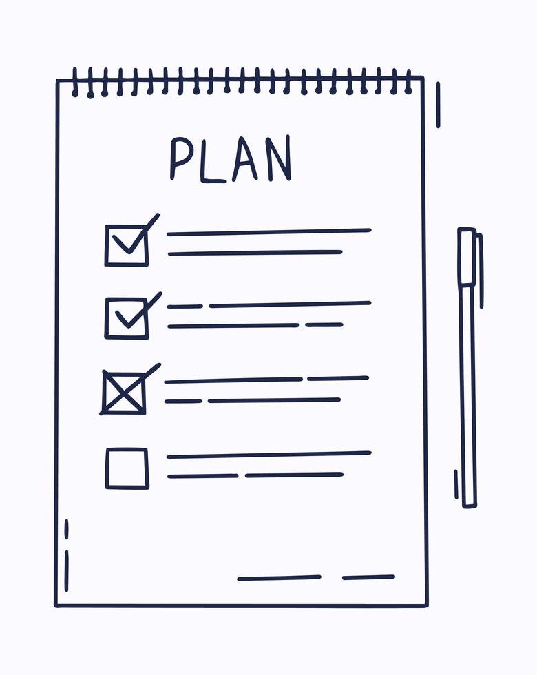 Plan or to Do List Concept With Hand Drawn Text. Checklist, Task List Vector Illustration in Flat Cartoon Style on White Background.