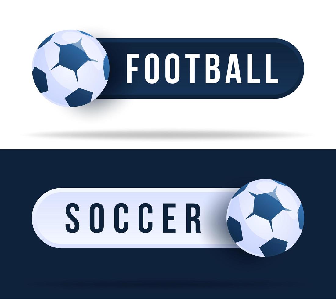 Football or soccer toggle switch buttons. vector