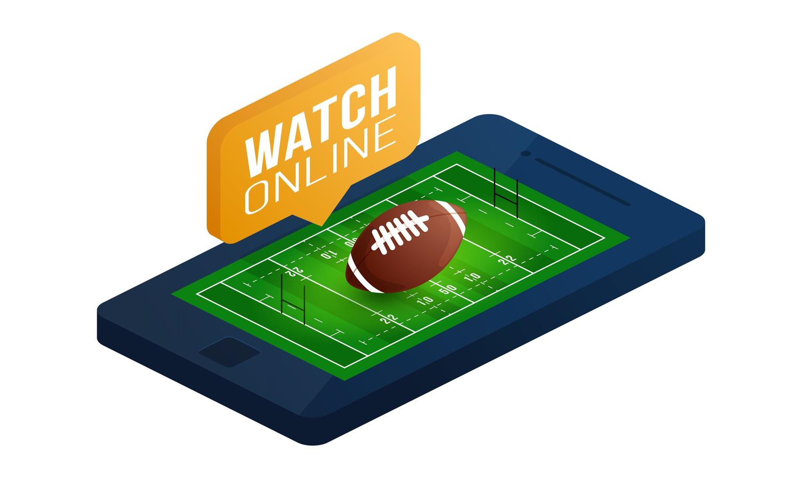 Rugby Field Sport Isometric View for Web, App. Vector illustration isolated on white background. Top view of a field for game design field