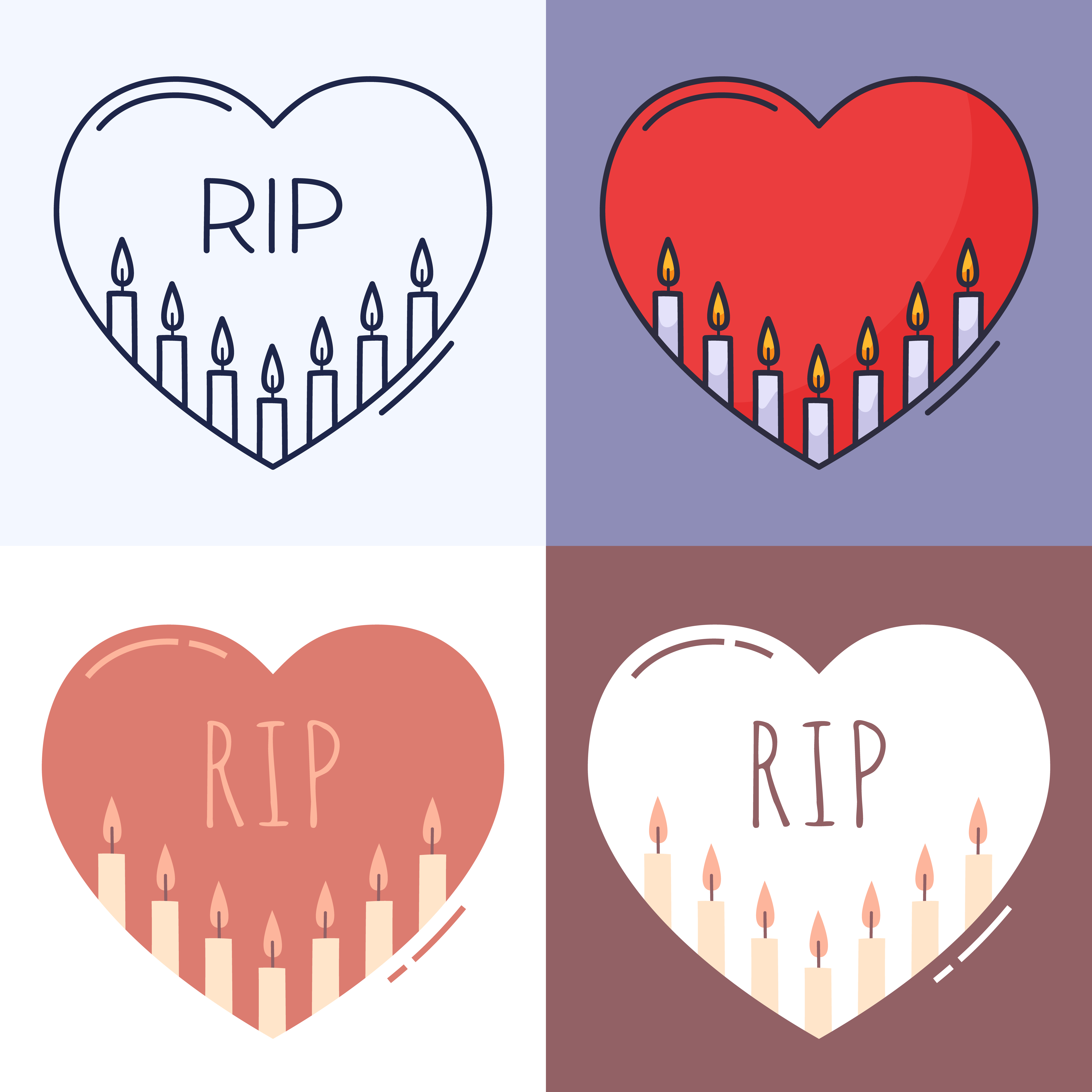 Candles Inside The Heart Outline Icon Set The Concept Of Grief Loss Death Vector Illustration Hand Drawn In Doodle Style Download Free Vectors Clipart Graphics Vector Art