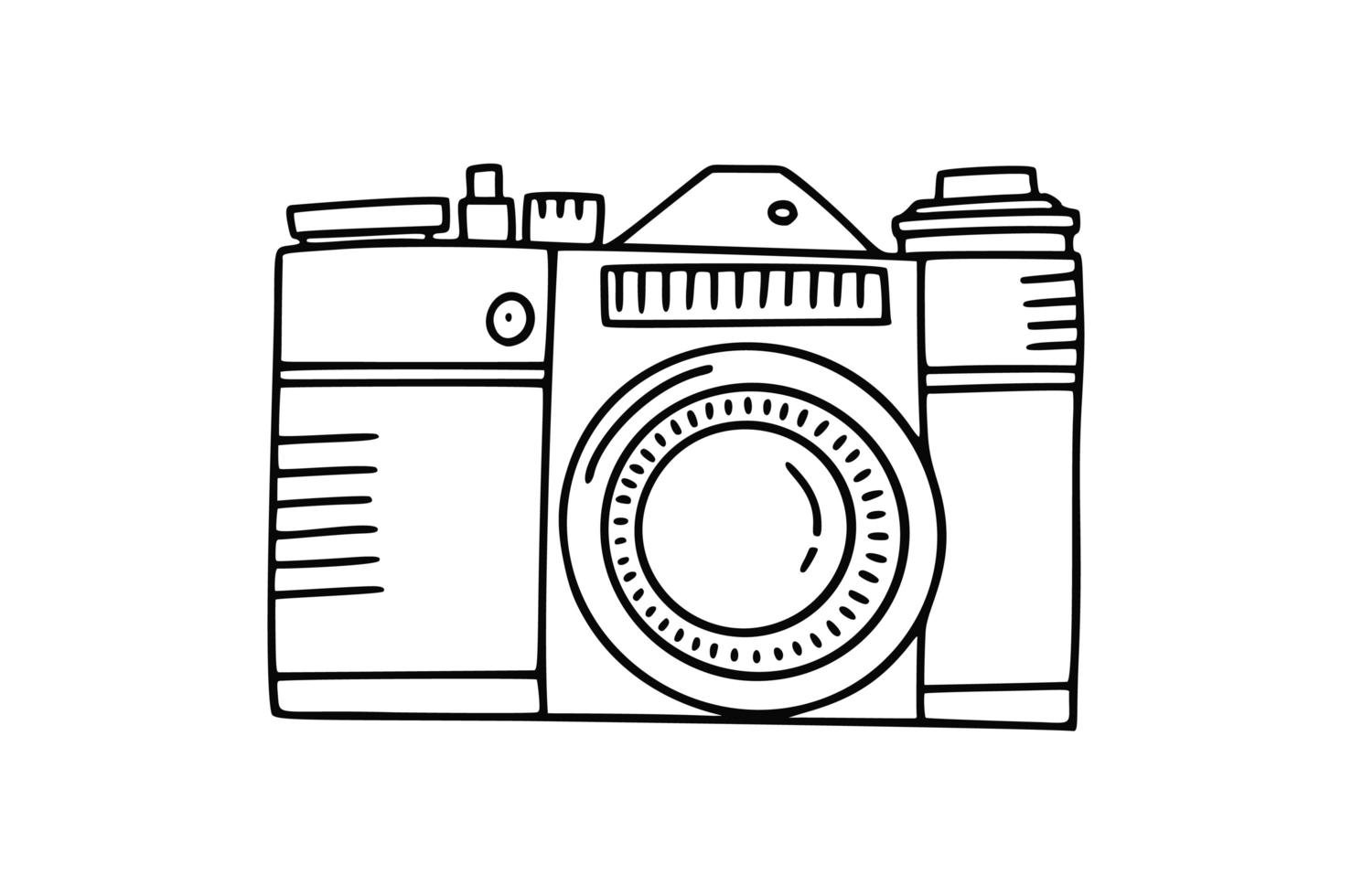 icono de doodle de cámara de fotos. concepto de foto de icono de vector dibujado a mano sobre fondo blanco