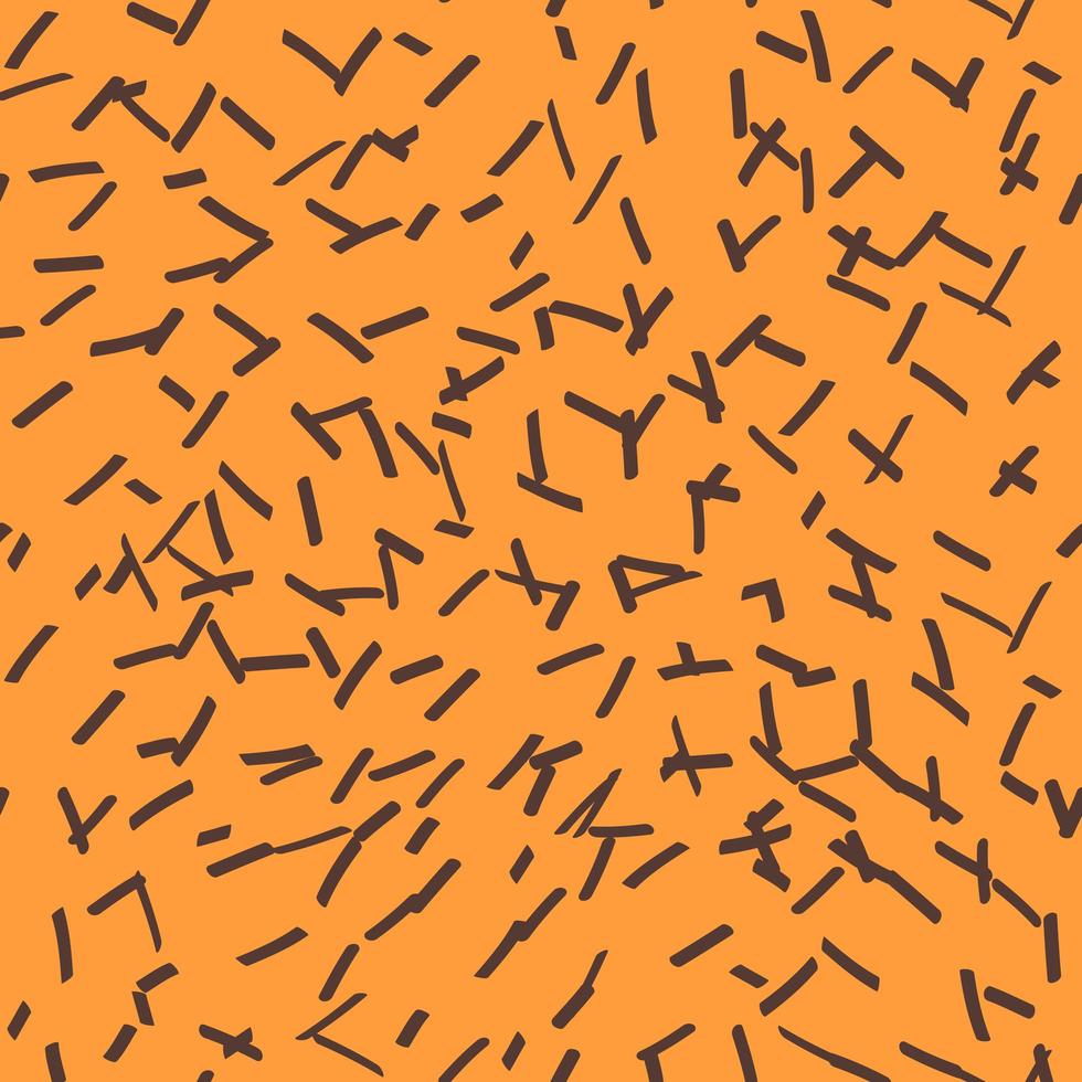 Seamless pattern with hand drawn brush strokes. Ink illustration. Geometric pattern for wrapping paper. Orange background vector