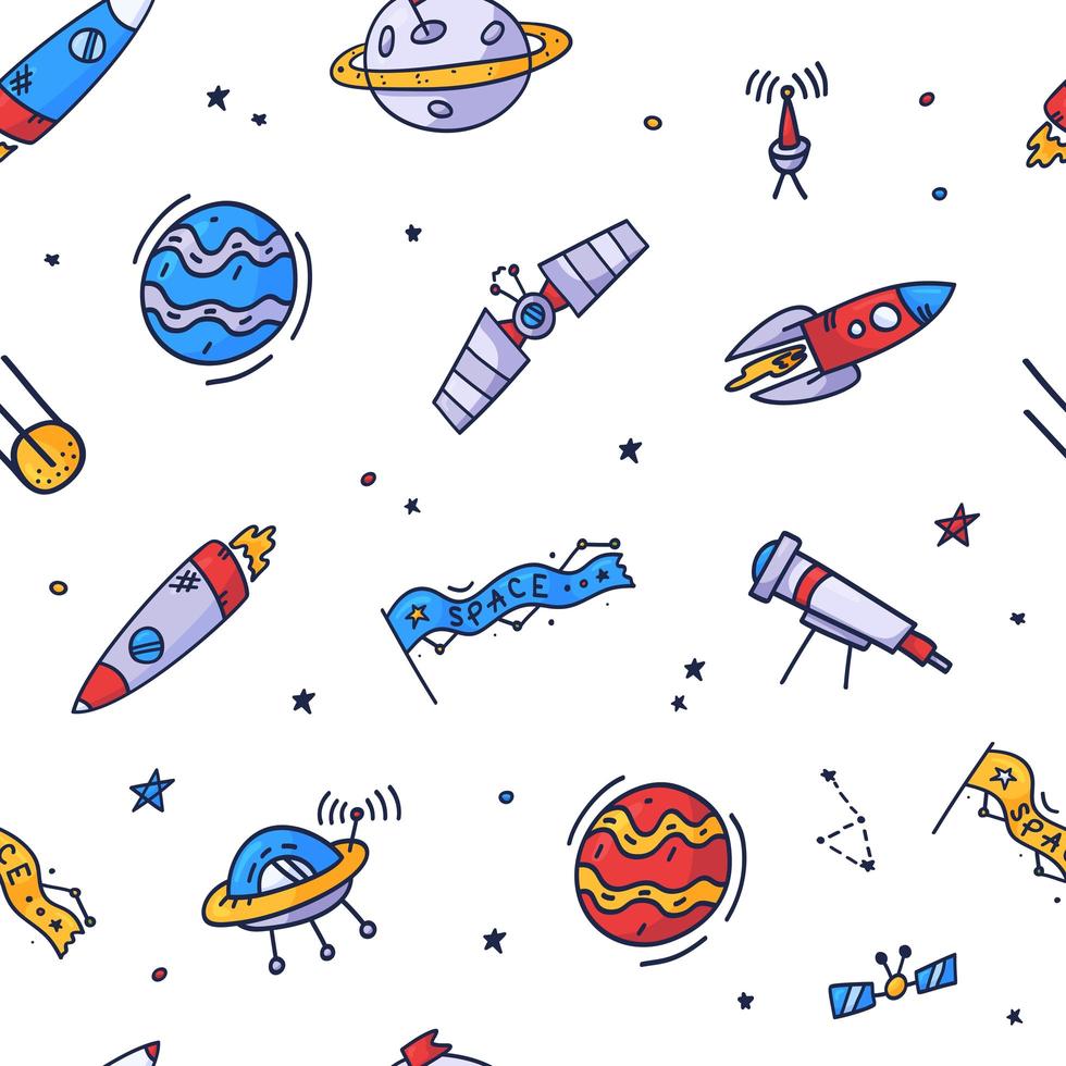 Space seamless pattern print design. Doodle Vector illustration design for fashion fabrics, textile graphics, prints.