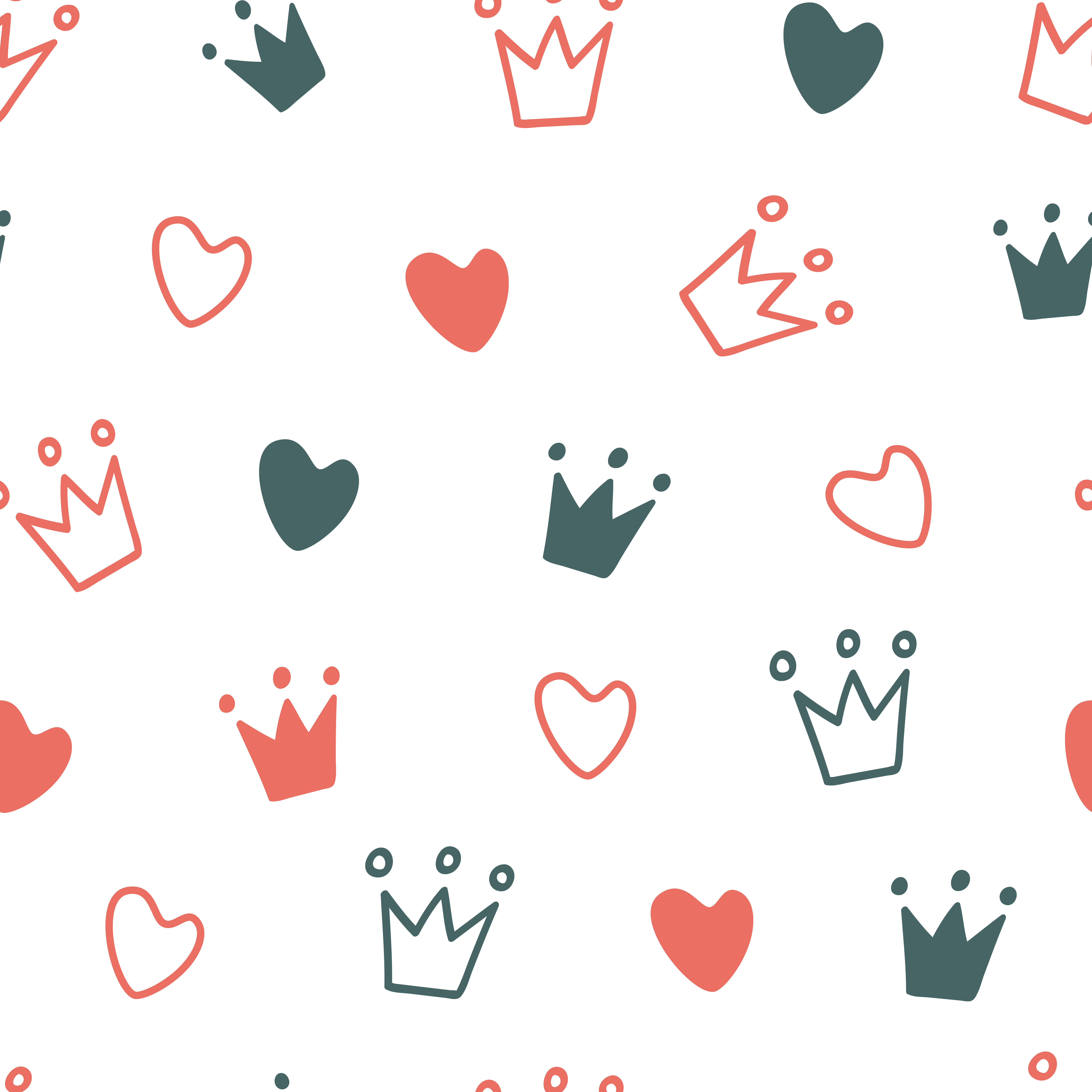 Hand Drawn Seamless Pattern With Doodle Crowns Cute Baby And Little Princess Design Children S Room Wallpaper And Clothes Texture 1819023 Vector Art At Vecteezy