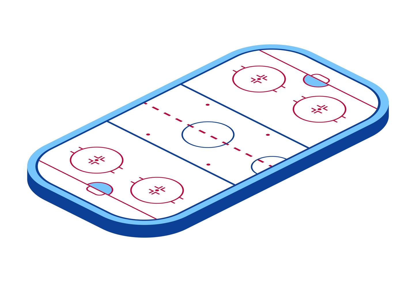 pista de hockey sobre hielo isométrica, ilustración vectorial. Arena de hockey 3d vector