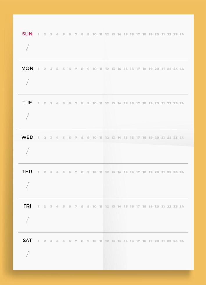 Crumpled Standard Blank Weekly Planner Series A4 Format Paper Size Vector Illustration