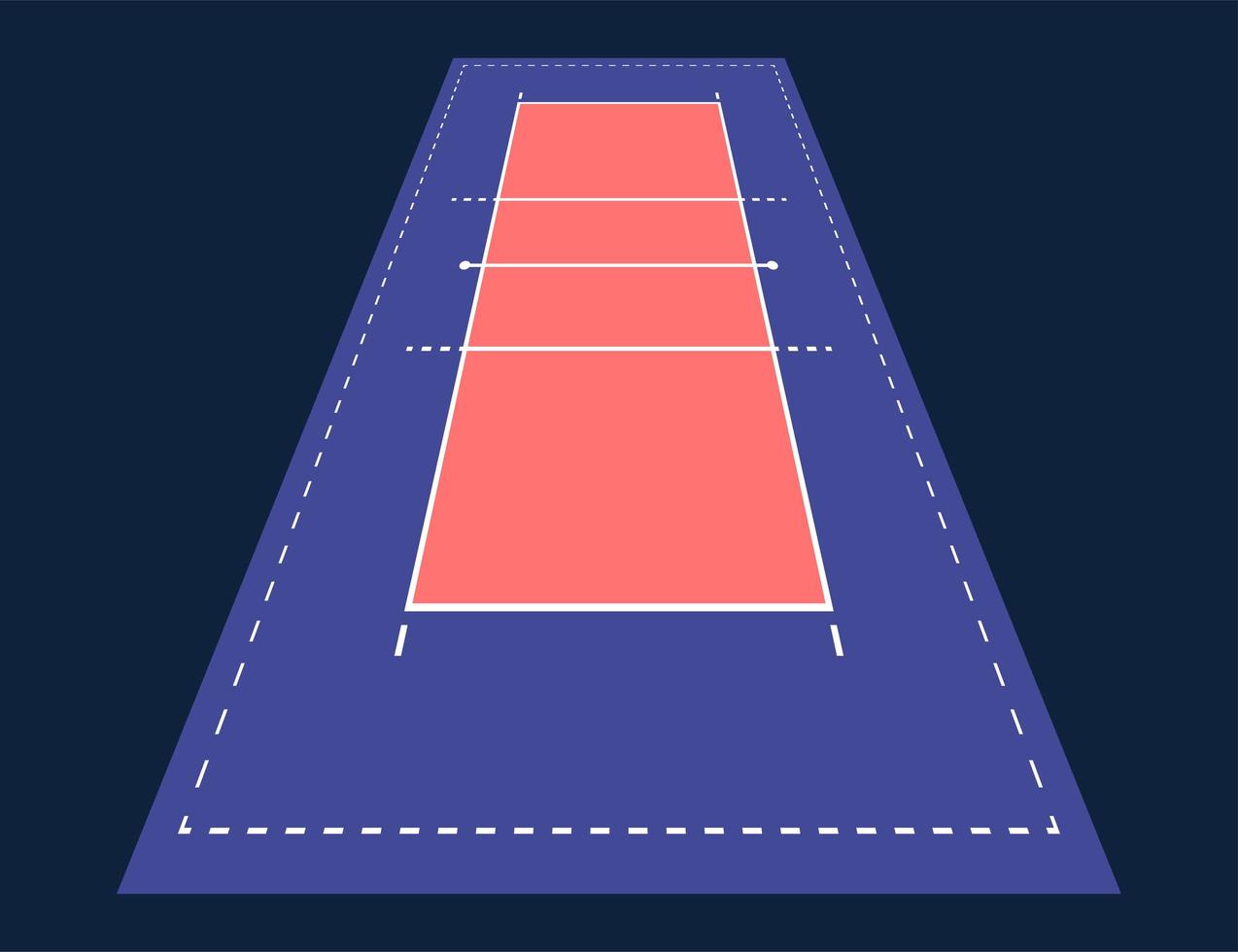 perspectiva plana cancha de voleibol arena. campo con plantilla de línea. estadio de vector. Ilustración de tablero de táctica. vector