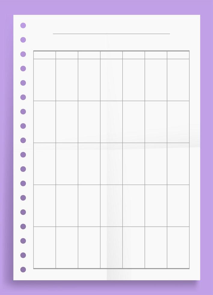 Crumpled Standard Blank Monthly Planner Series A4 Format Paper Size Vector Illustration