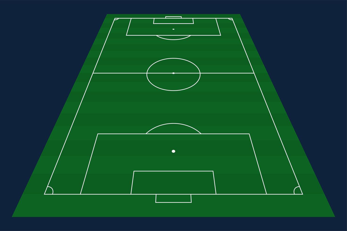 Fondo de campo de fútbol o fútbol de vector de hierba verde. Ilustración vectorial de stock de un campo de fútbol con perspectiva frontal