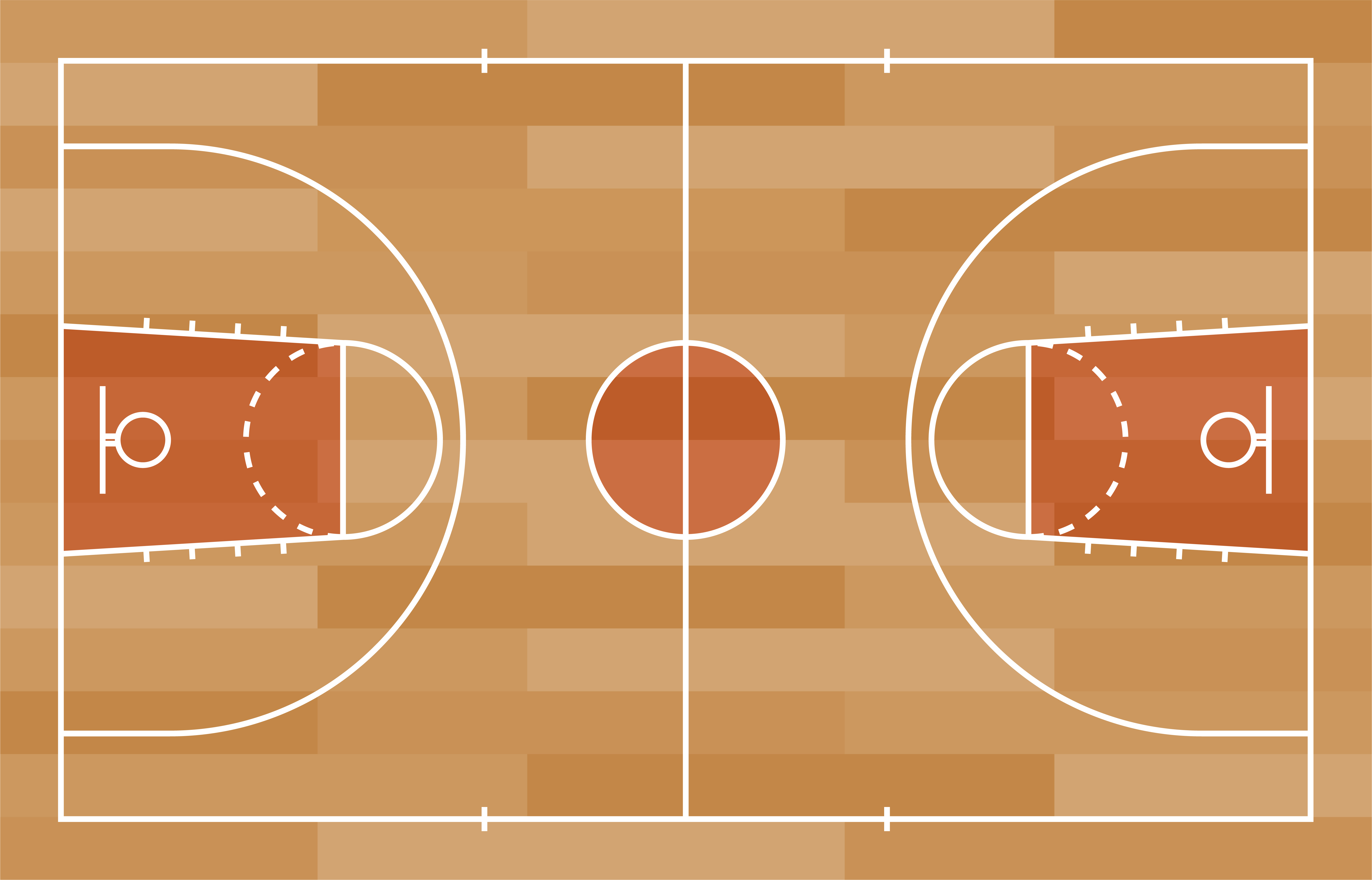 Basketball court floor with line on wood texture background. Vector