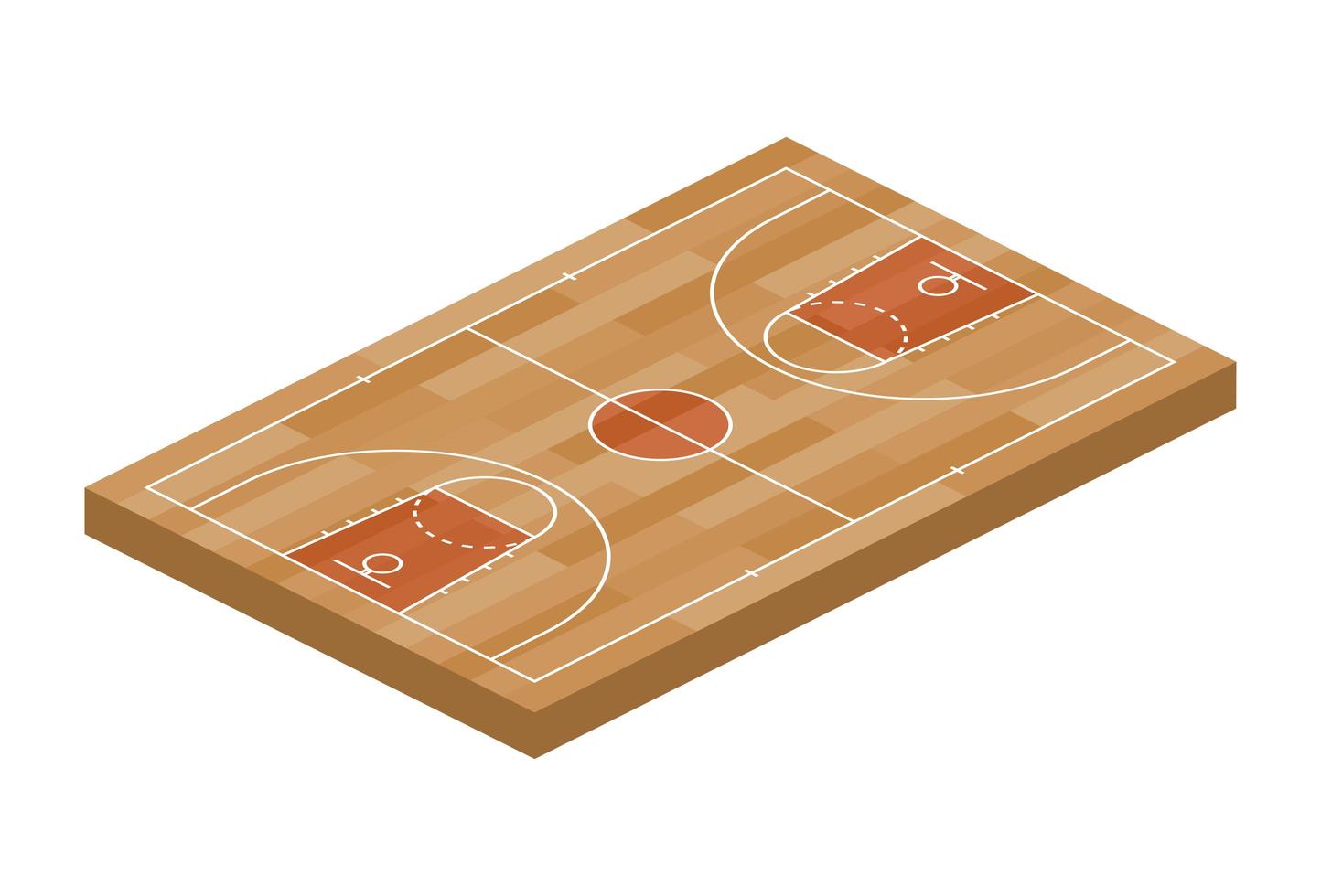 Basketball Field Sport Isometric View for Web, App. Vector Illustration of Orange Field With Hoop, Isolated on White Background. Top View of a Court for Game Design Field