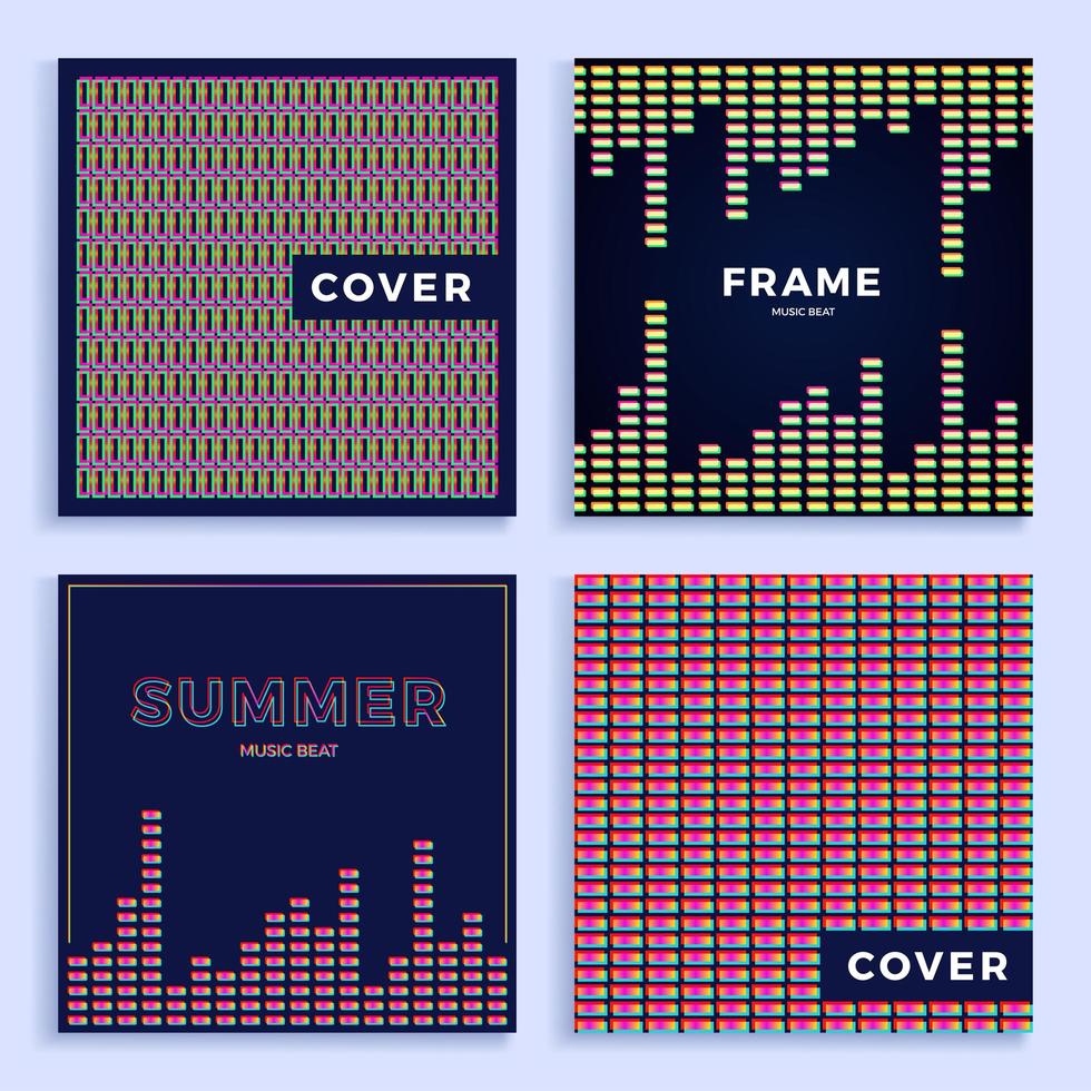 Set square colorful Abstract music equalizer vector pattern for poster or cover. Stock vector illustration Sound texture.