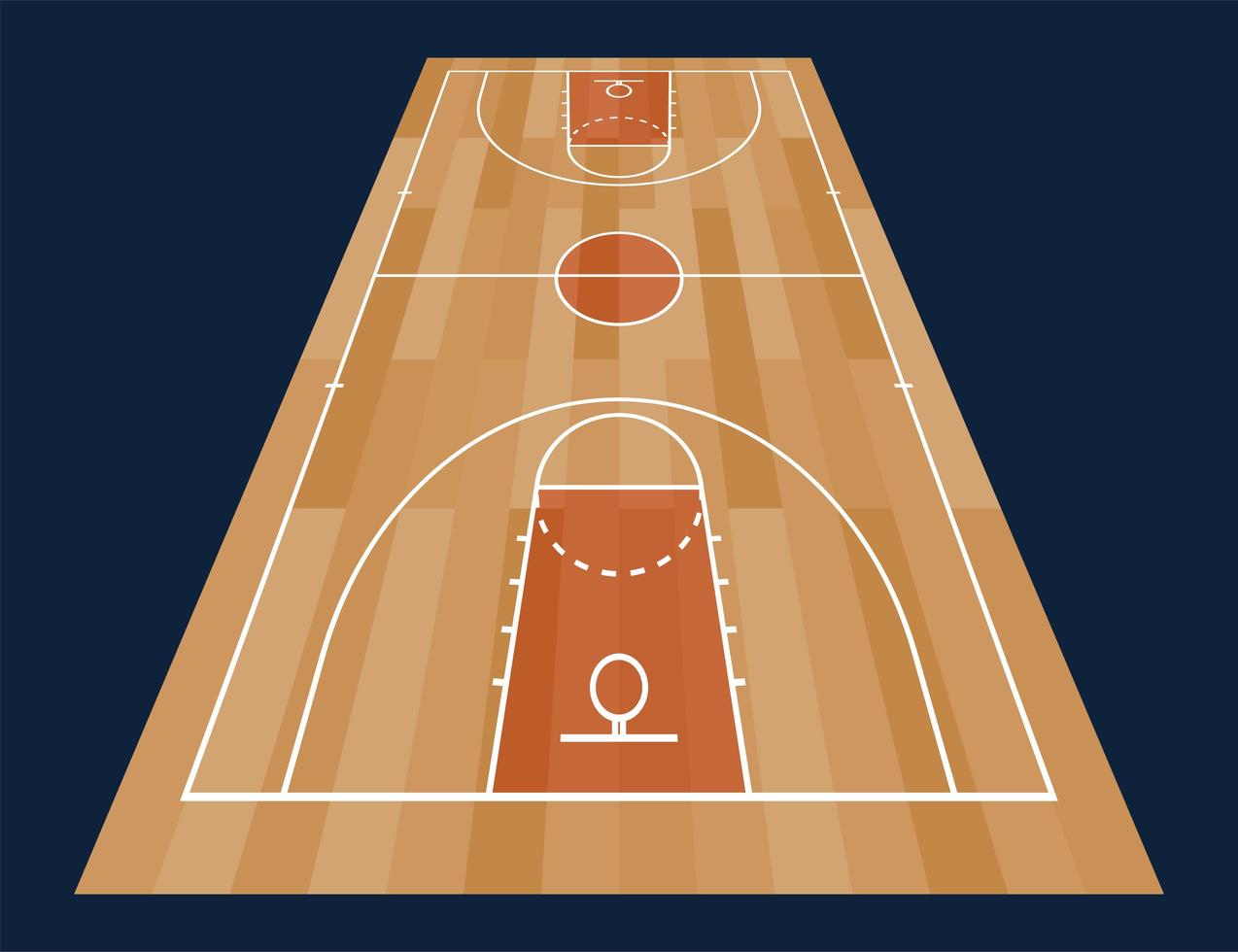 Perspective Basketball Court Floor With Line on Wood Texture Background. Vector Illustration